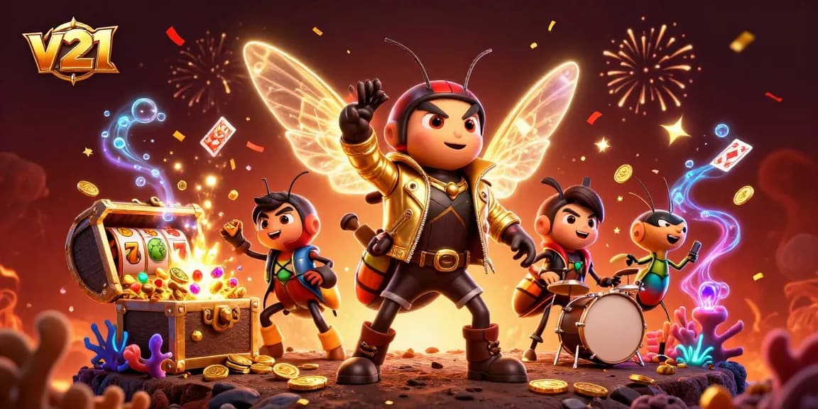 Slot menarik v21 yang menghadirkan cicada rock star dengan nuansa inspiratif dan elemen kasino.