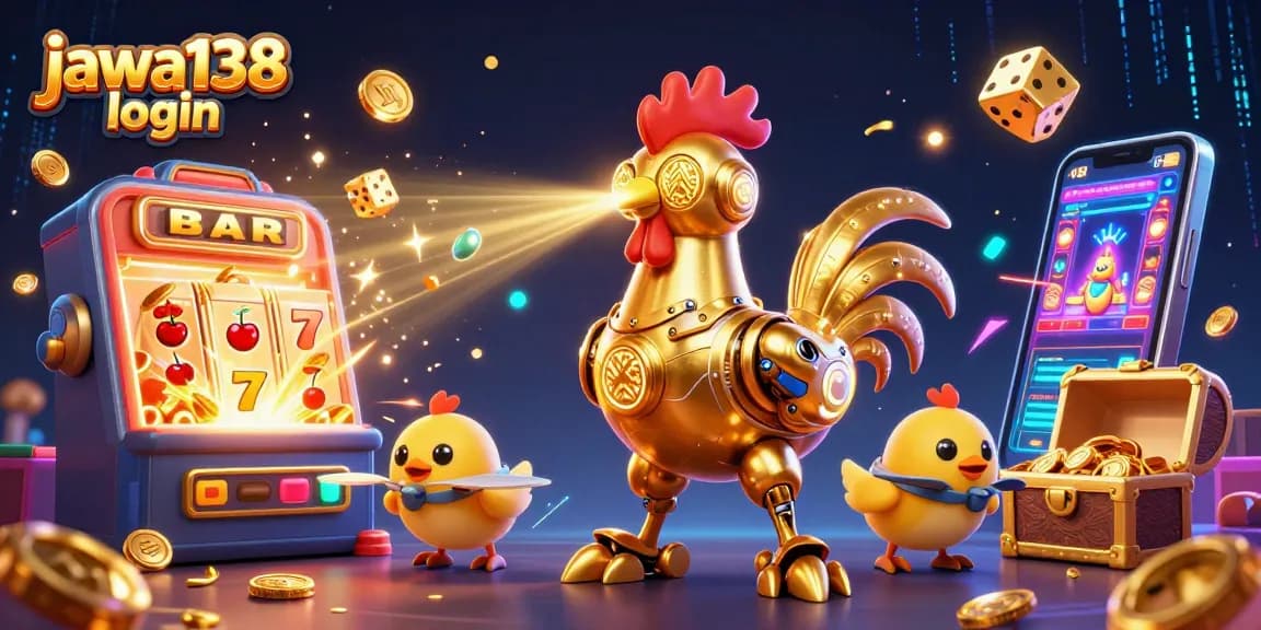 Jawa138 login untuk bermain dengan aman dan jackpot besar dalam ilustrasi kasino digital.