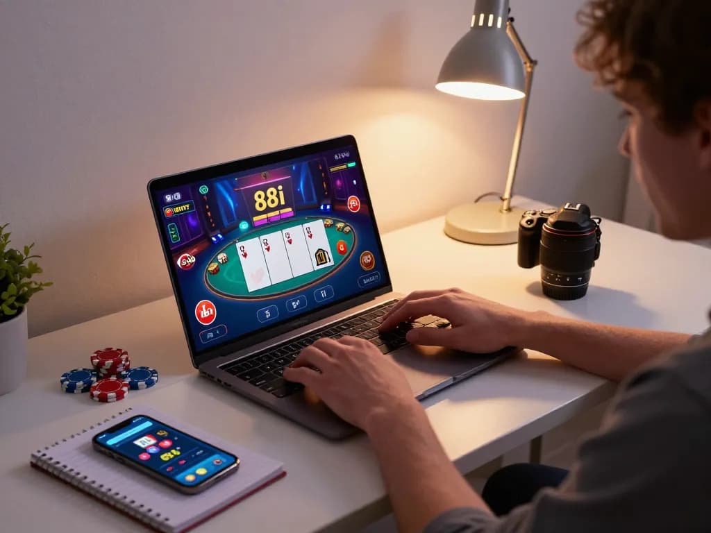 Engaging online casino gameplay with 88i interface on a laptop, player actively strategizing.