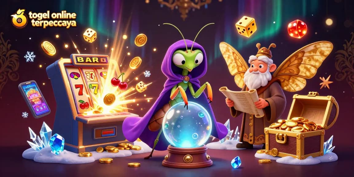 Engage in togel online terpercaya with captivating scenes of fortune tellers and thrilling slot machines.