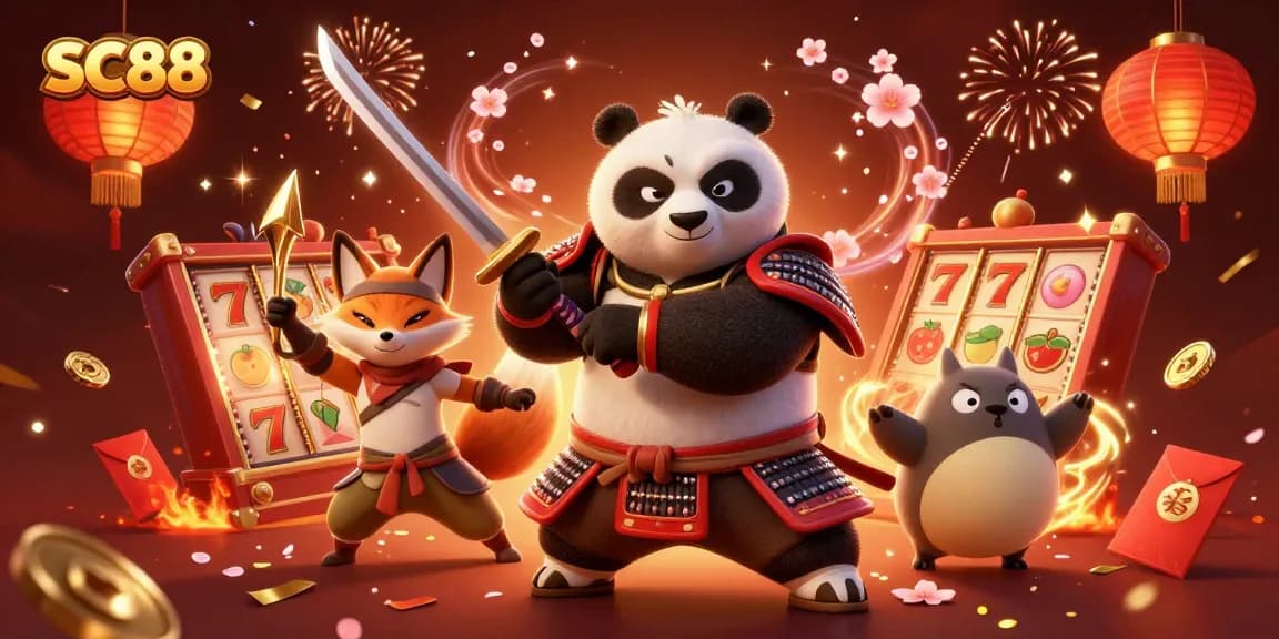 Experience SC88 casino excitement with vibrant samurai and magician characters.