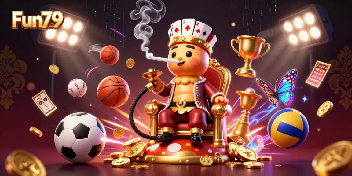 Play and win at Fun79's gaming world with thrilling elements and vibrant casino graphics.