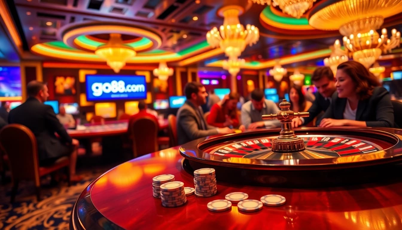 Experience thrilling games and excitement at go88.com in a luxurious casino setting.