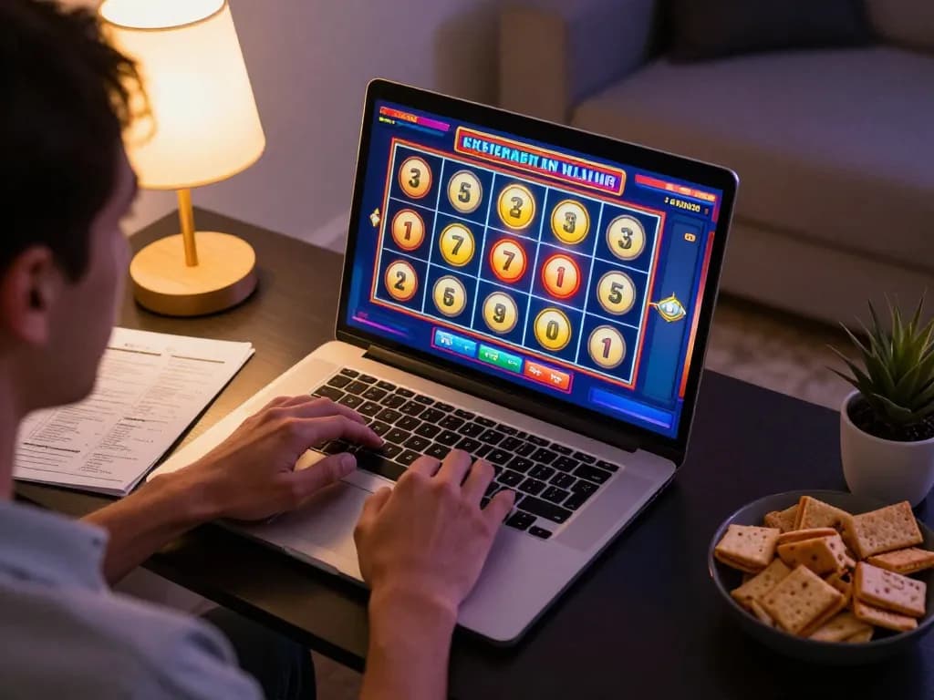 Engaging online slot game session highlighting situs slot excitement with vibrant reels on screen