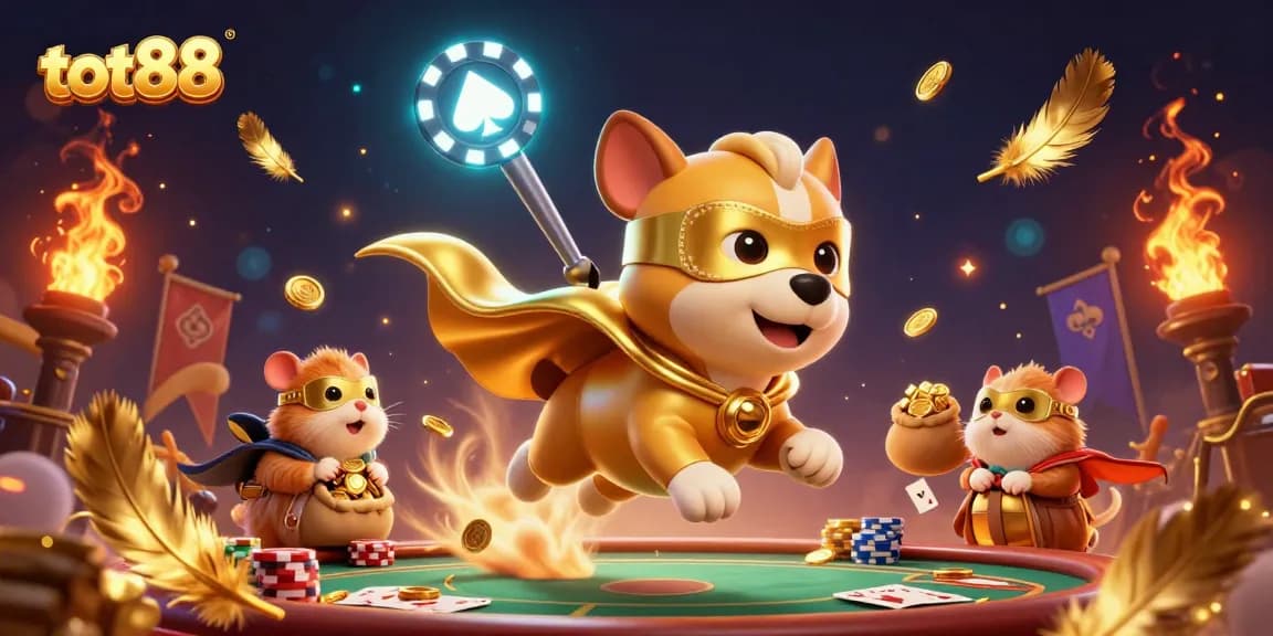 Join tot88 for thrilling poker action with a superhero dog and hamster in vibrant 3D art.