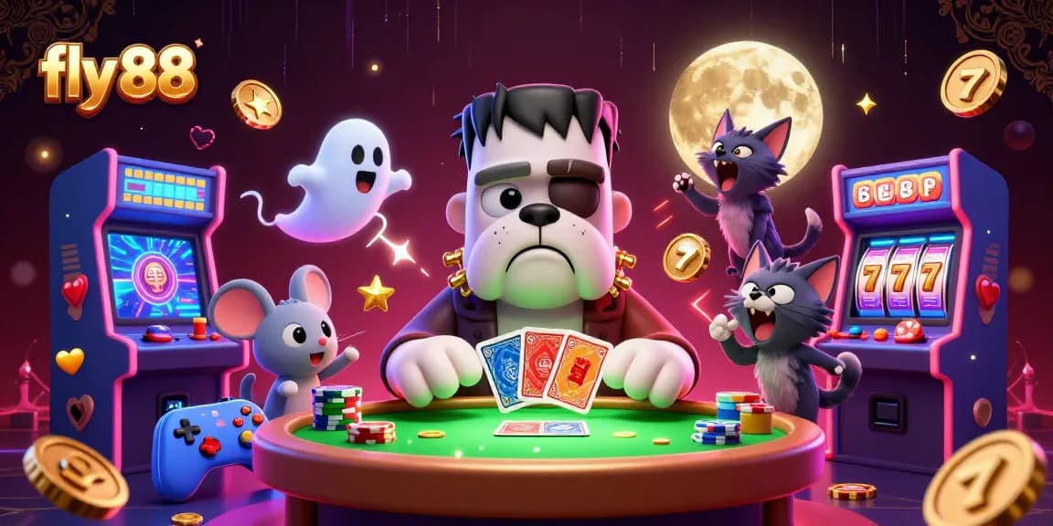 Win big with fly 88 at a thrilling casino scene featuring a unique 3D bulldog dealer.