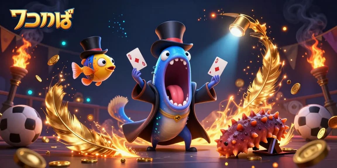 Betting on แทงบอล illustrated with unique deep-sea characters in a vibrant casino-themed setting.