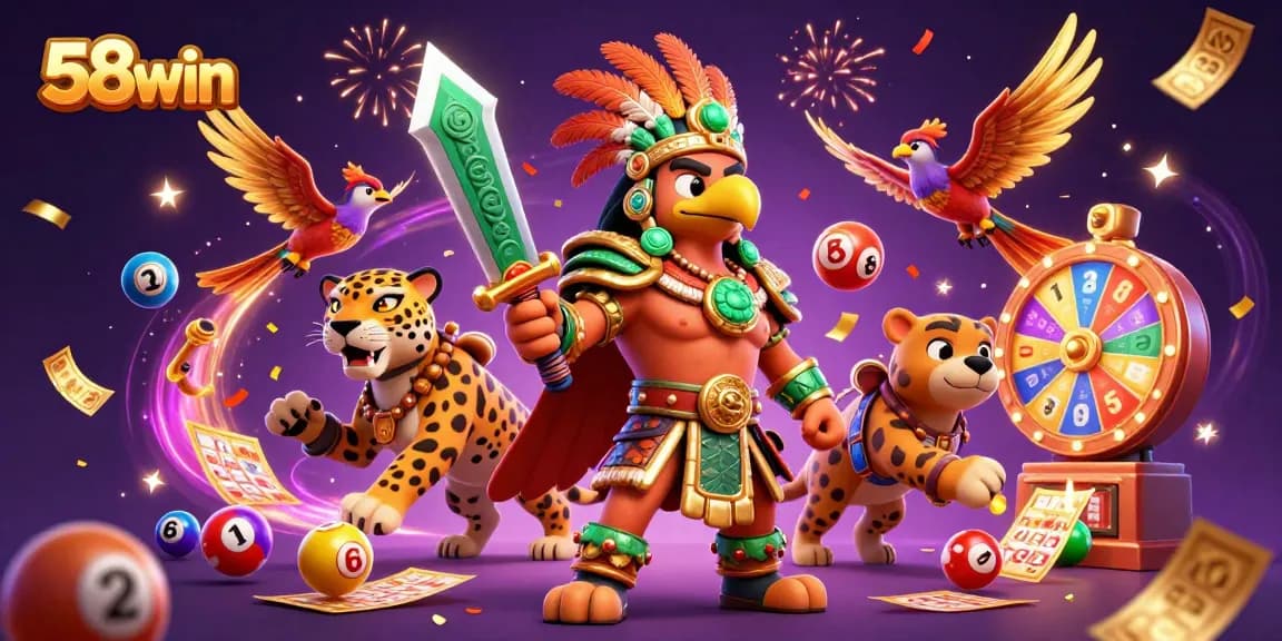 Experience thrilling gaming with 58win, featuring vivid slot elements and vibrant characters.