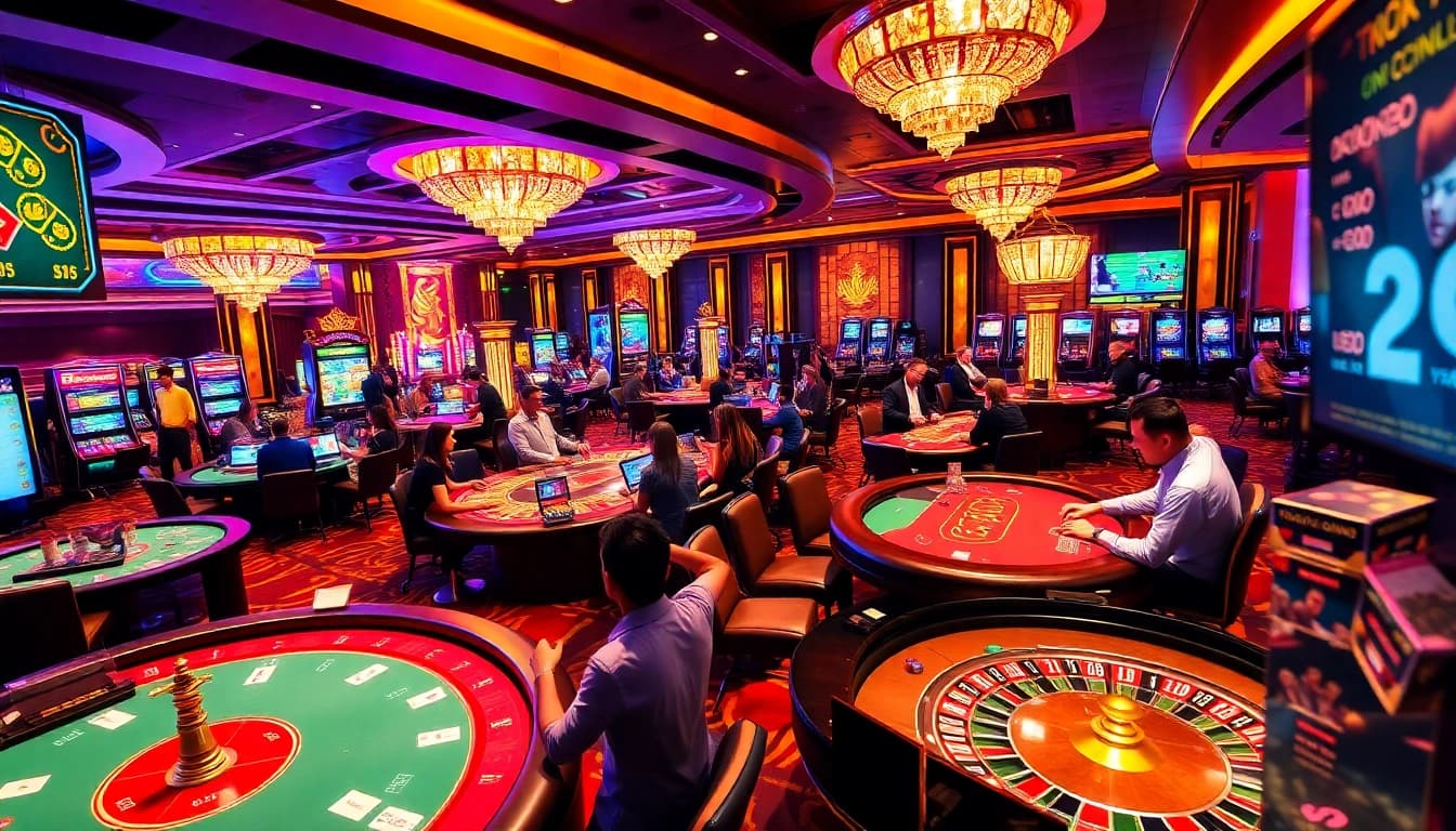 Experience the excitement of gambling at MM88 with players celebrating wins at the casino tables.