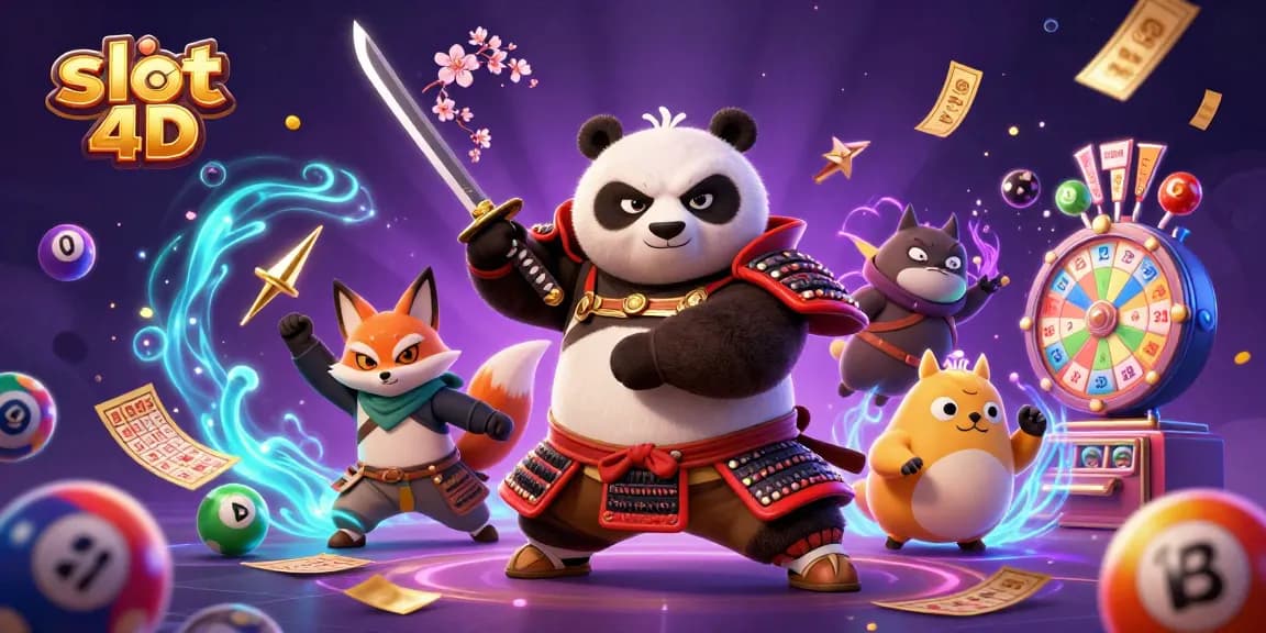 Spin colorful slot 4D wheels with exciting characters and dynamic jackpot elements in this vibrant illustration