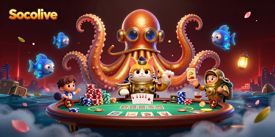 Socolive offers immersive experiences with exciting poker action and vibrant characters in a dynamic casino scene.