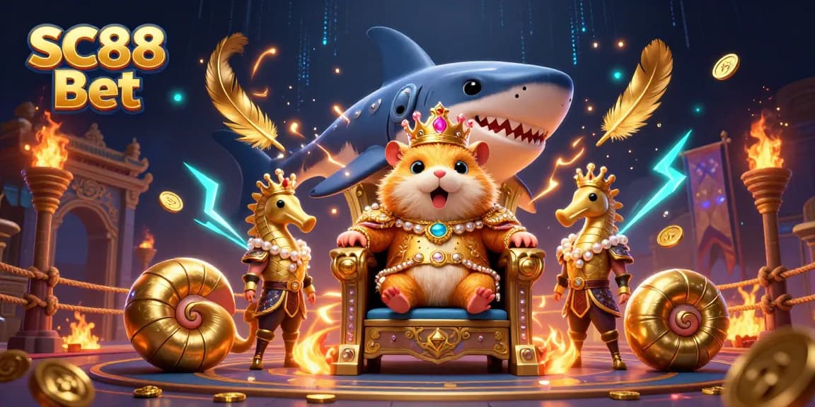 Win big with SC88 Bet in a vibrant 3D sports betting arena featuring a hamster king.