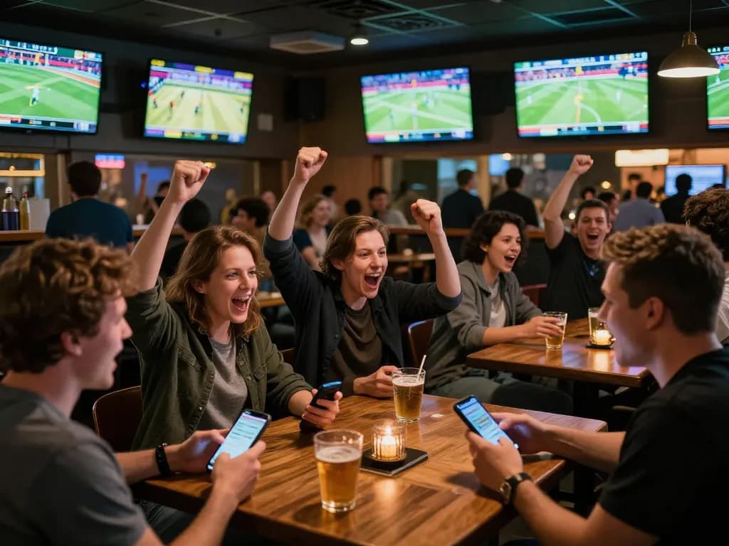 Spoiling yourself at a situs gacor with exciting sports betting and cheering patrons at a sports bar.