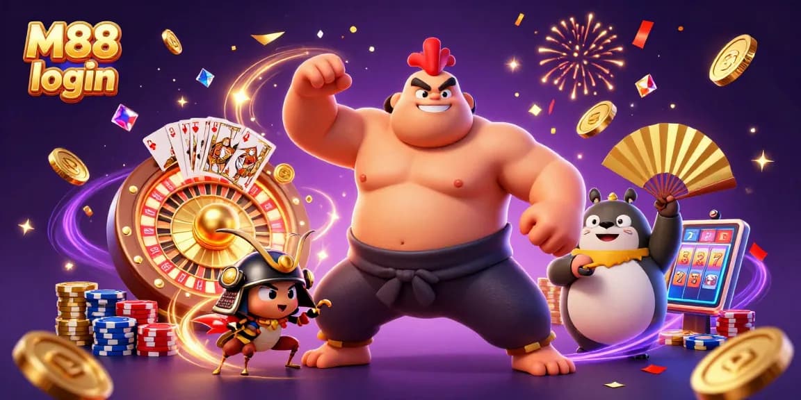 M88 login: Join the thrilling action of online betting amidst powerful characters and dynamic casino elements.
