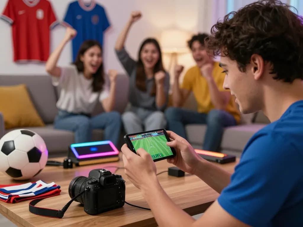 Orang dewasa muda yang terlibat menikmati pengalaman taruhan online sbobet98 bersama teman-teman di lingkungan yang ramai.