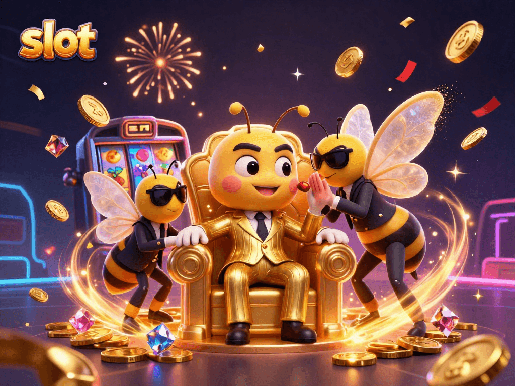 Spin to win with this engaging slot scene featuring bumblebee mob boss and dynamic casino elements.
