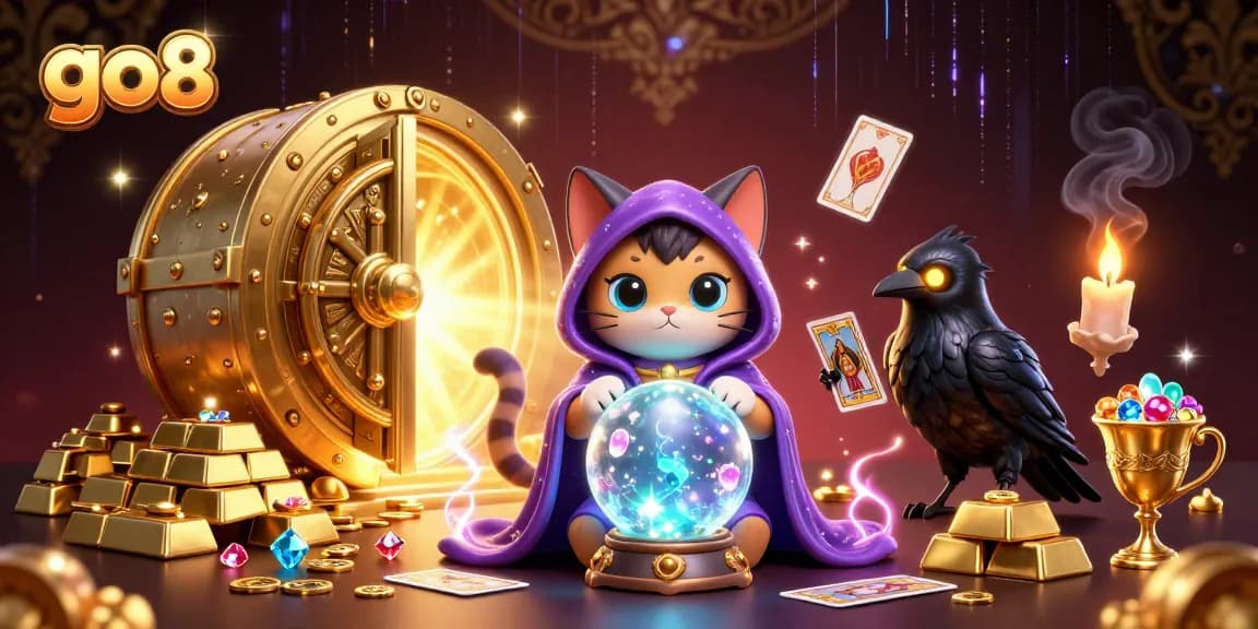 Spin the reels for big wins at go8 with vibrant, enchanting casino-themed illustration.