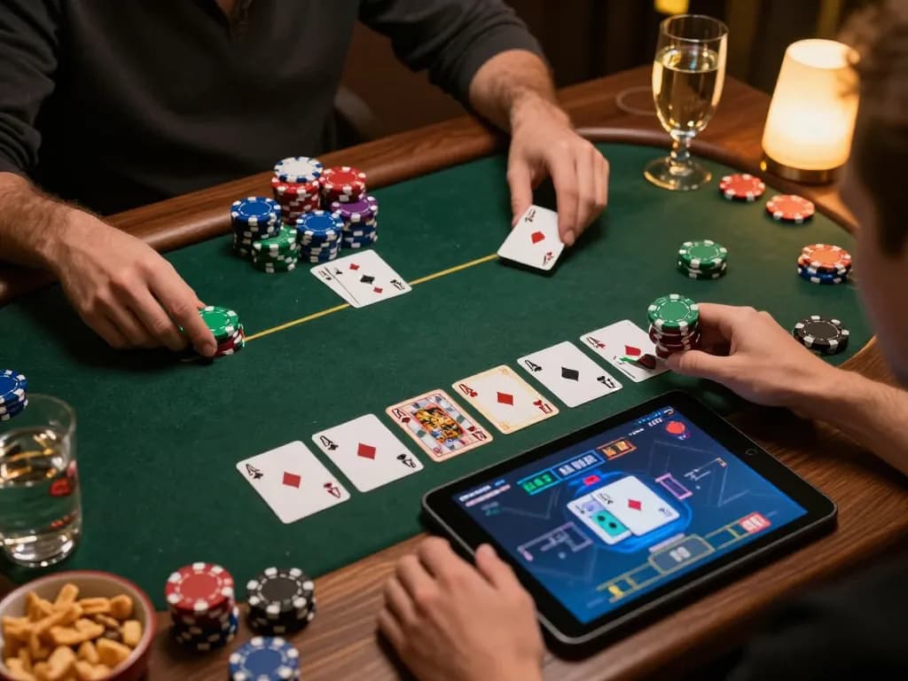Players strategizing in a lively online poker game at Rik vip, showcasing engaging gameplay.