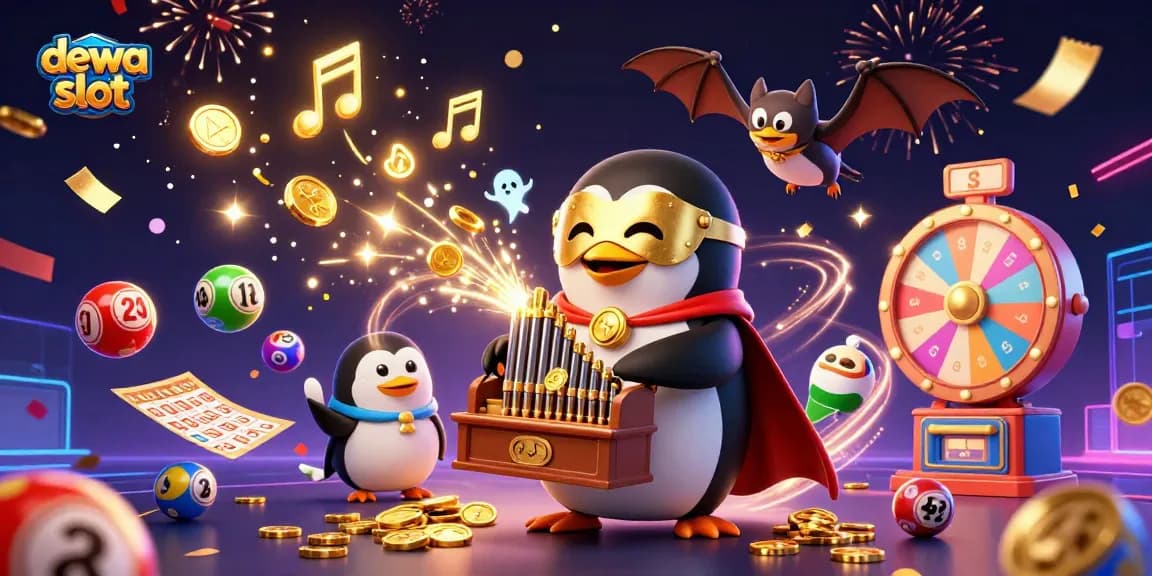 Menggandakan kesempatan menang di dewa slot dengan ilustrasi 3D menarik berisi permainan dan koin emas.