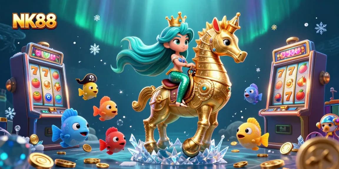 Experience the thrill of NK88 as a mermaid princess navigates a slot filled underwater world.