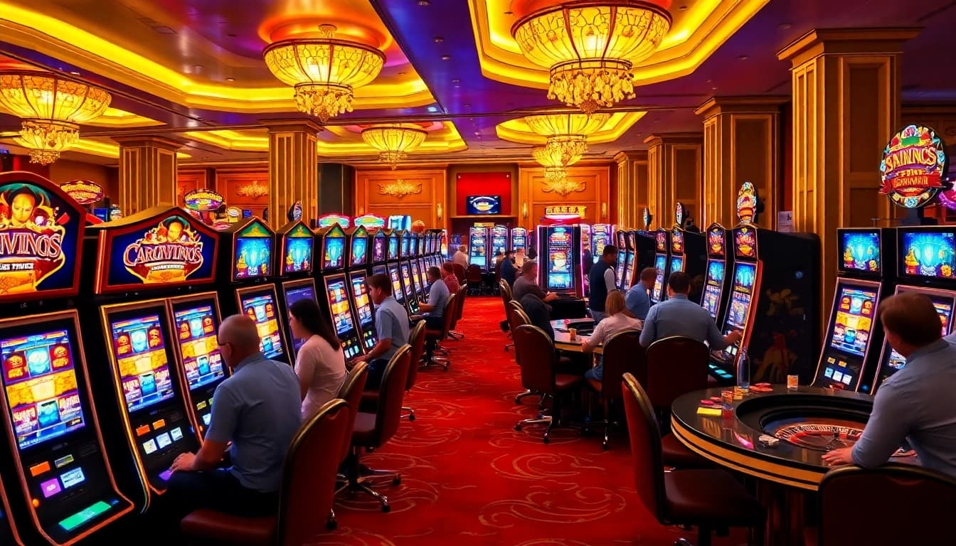 Experience the excitement of slots777 at a luxurious casino with vibrant slot machines.