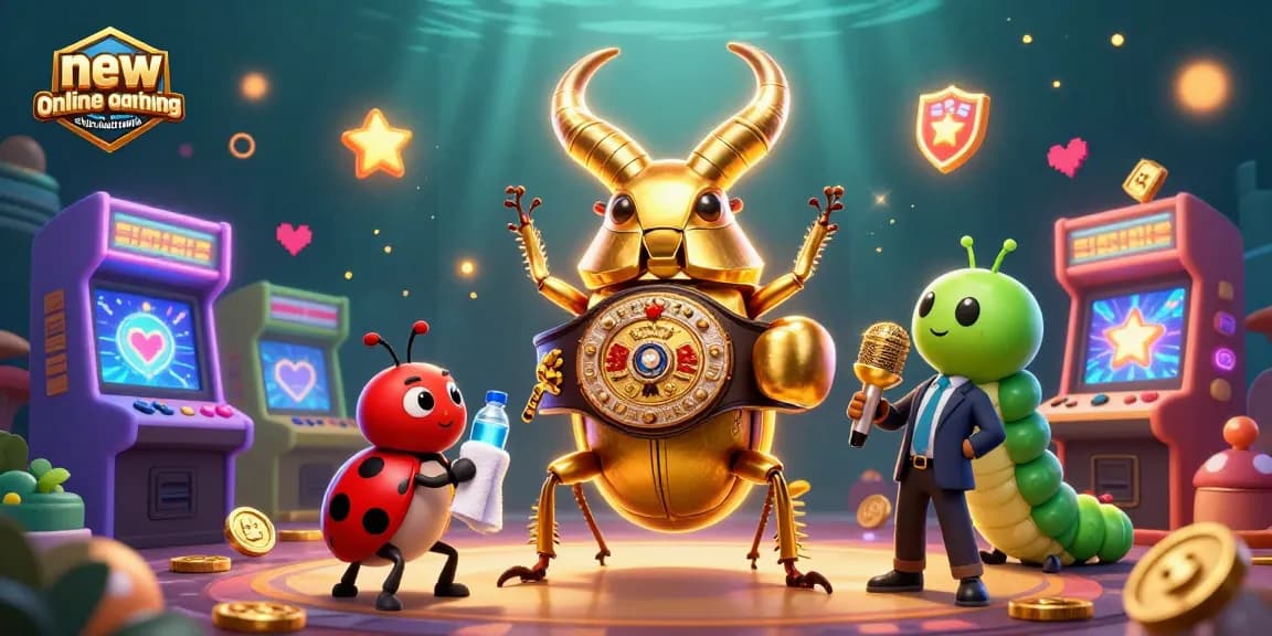 Engage with new online gambling sites in Australia while featuring a dynamic boxing epic between a stag beetle and characters.