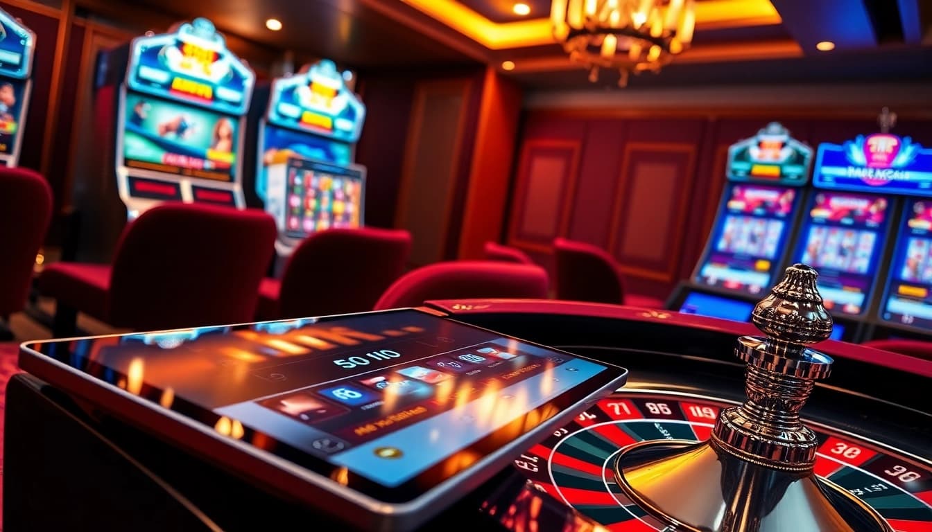 Experience the thrill of QQMacan with vibrant slot machines and modern gambling interface.