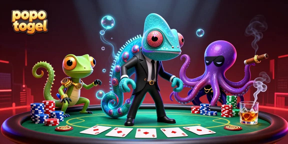 Engage with popo togel through this vibrant casino scene with strategic poker elements and winning emotions.