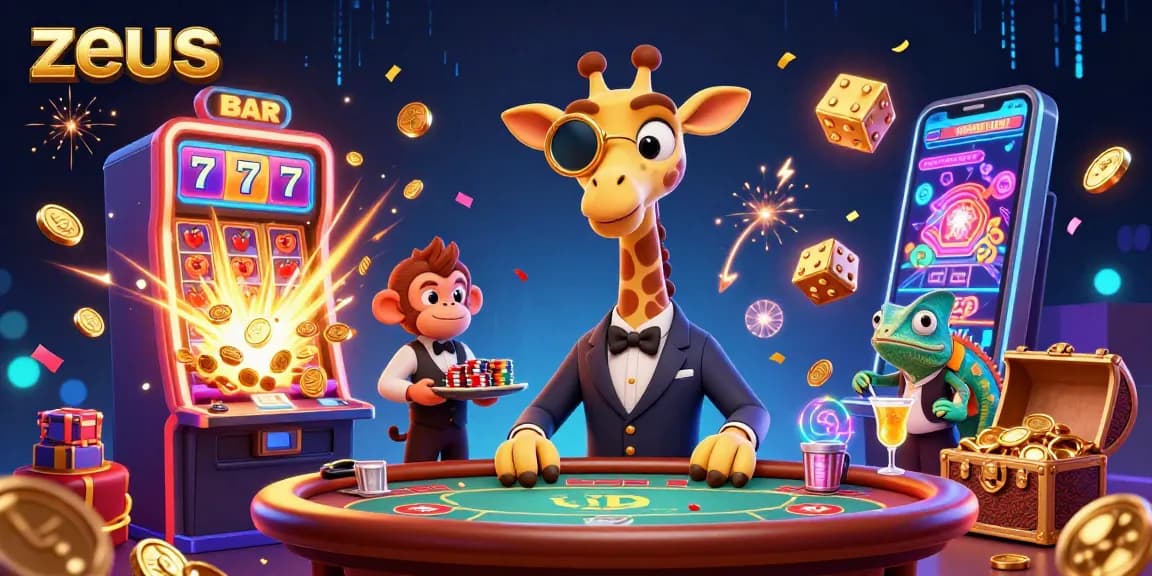 Experience a thrilling moment with zeus at a colorful casino, showcasing energetic characters and exciting gameplay elements.