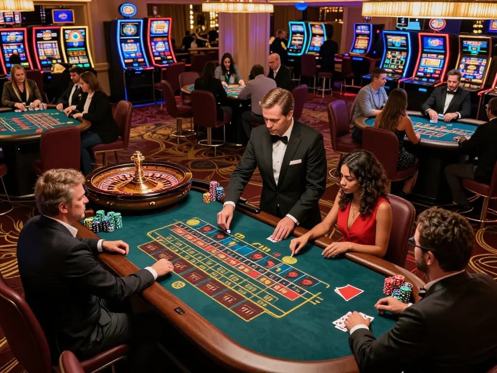 Players engaging in thrilling roulette action at a luxurious casino representing cm88 com