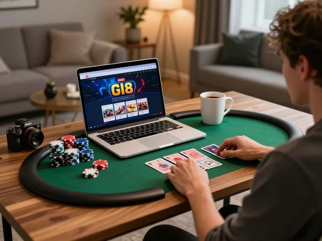 Engaging in strategic online gaming at GI8, showcasing a modern gaming setup.