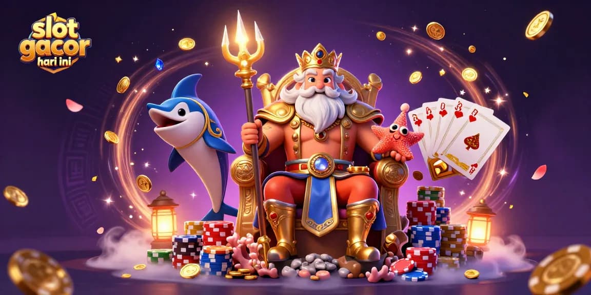 Rasakan slot gacor hari ini dengan karakter berwarna-warni dan elemen kasino yang hidup dalam ilustrasi 3D yang penuh warna.