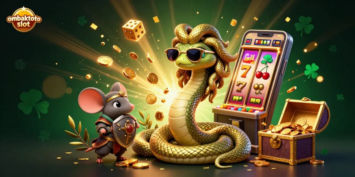 Spin the ombaktoto slot to unlock treasures in a vibrant 3D casino scene.
