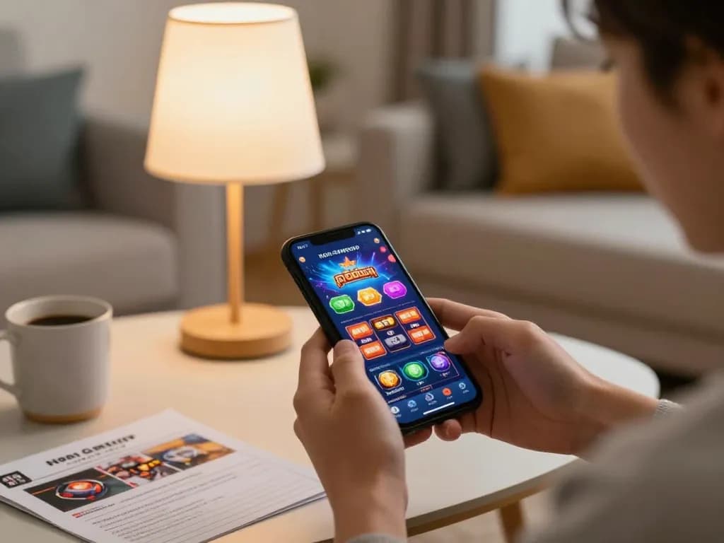 Engaging gameplay on casinos not on Gamstop through a smartphone in a cozy home environment