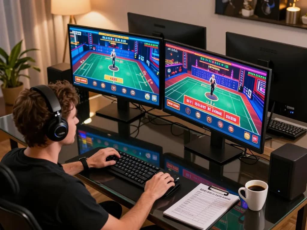 Engaging in online casino action with Fun88, showcasing multiple live games on a sleek gaming setup.