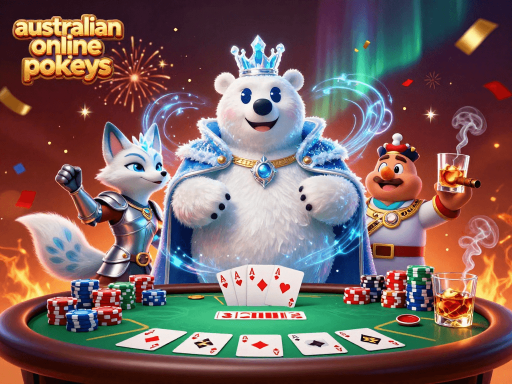 Spin and win with the best australian online pokies surrounded by vibrant casino elements.
