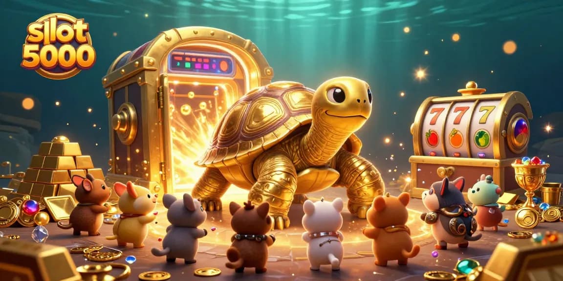 Melihat permainan slot 5000 yang menarik dengan karakter unik dan peti harta karun.