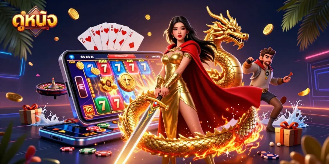 Experience ดูหนังออนไลน์ with stunning graphics and engaging gambling elements in a vibrant 3D illustration.