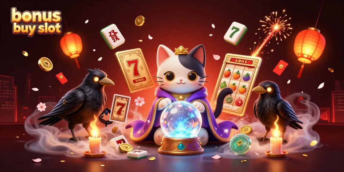 Experience the excitement of bonus buy slots with a vibrant, mystical scene featuring a fortune teller and enchanting visuals.