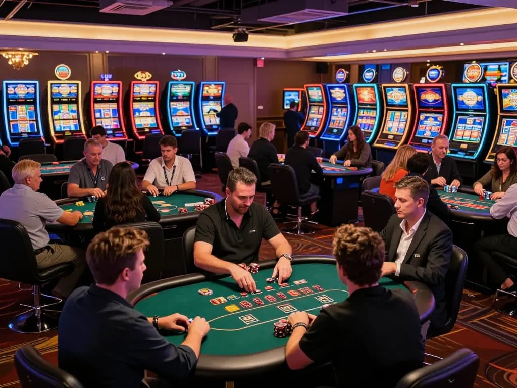 Players strategizing and betting in an exciting 32win casino atmosphere.