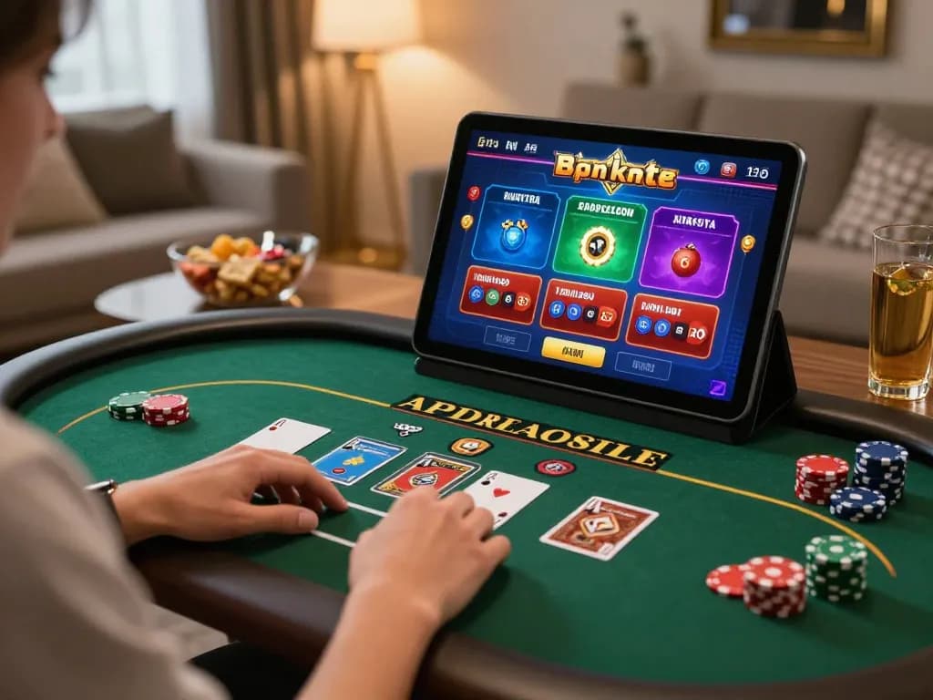 Player engaging in online gaming at tg88, showcasing dynamic poker action on a tablet