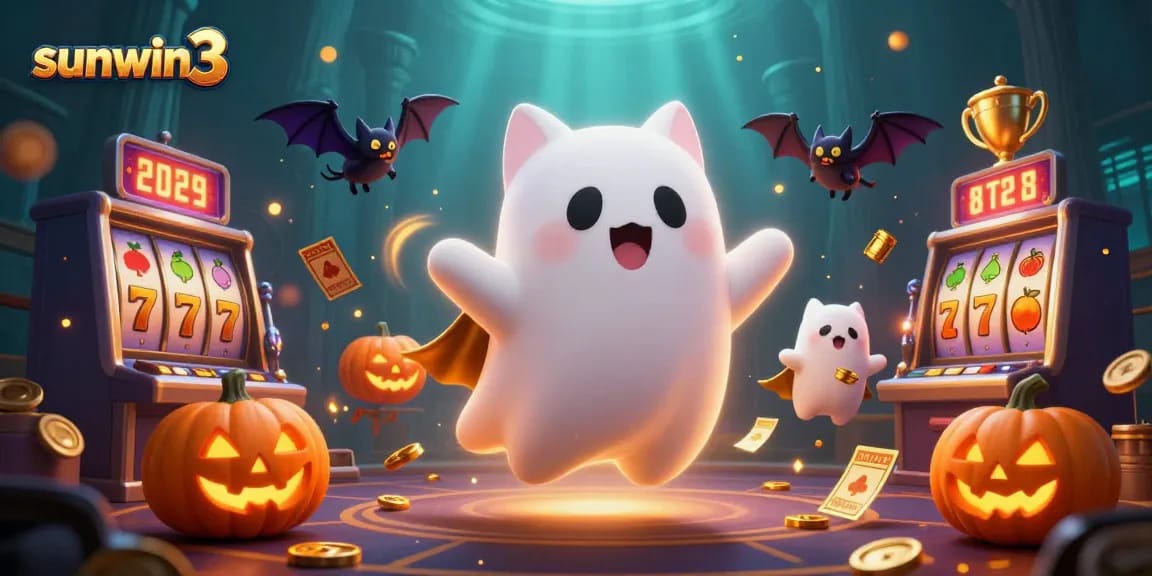 Experience sunwin3's thrilling slots with a ghost cat and vampire bat in a haunted casino