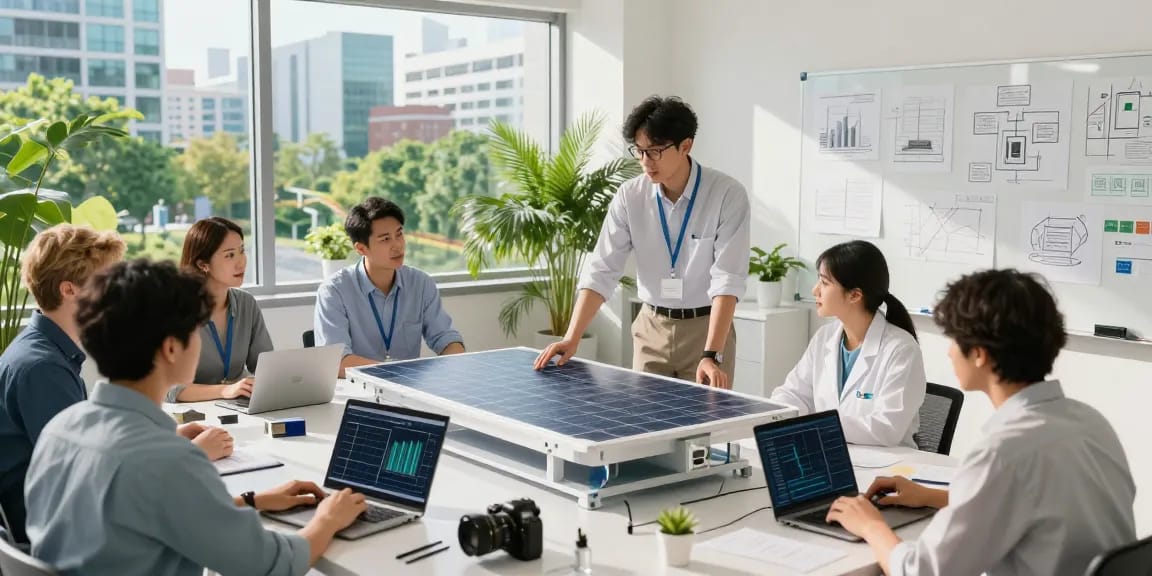 Collaboration at the Green Tech Valley: Technologie-Hotspot showcasing innovative solar technology development.
