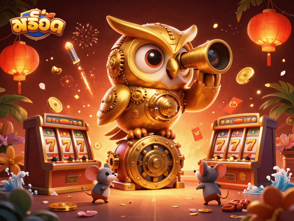 Experience engaging เกมสล็อต in a vibrant 3D casino illustration filled with enchanting details.