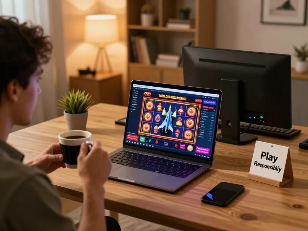 Player engaging with f168.osaka interface during online gaming session in a cozy home setting.