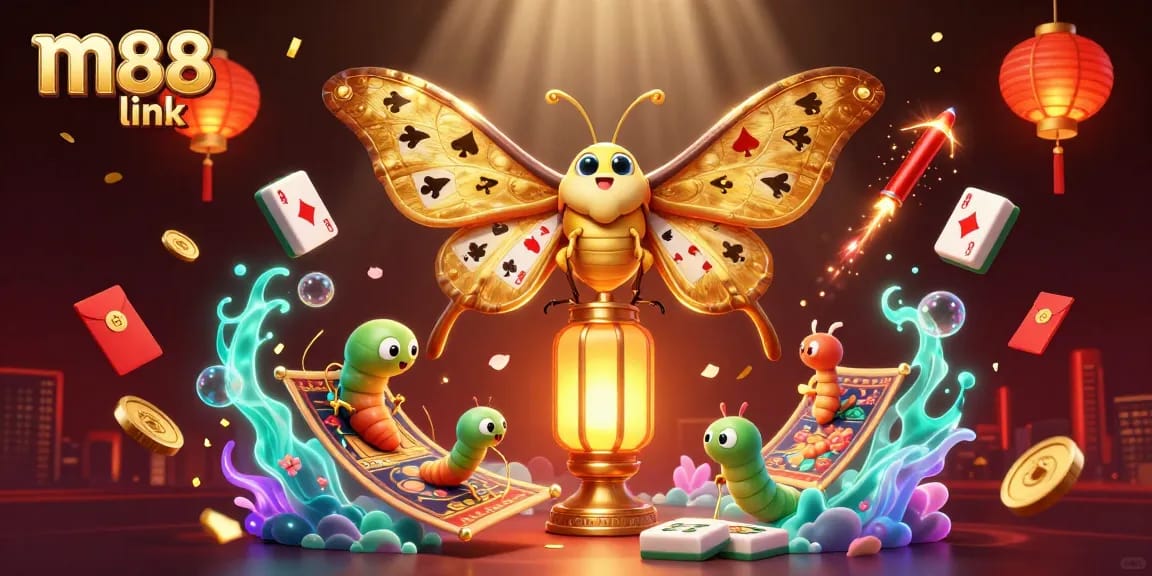 Experience the vibrant m88 link world of online gaming with our captivating illustration showcasing various casino elements.