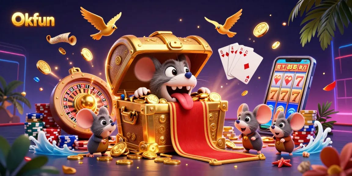 Play exciting games like slots and roulette at Okfun's thrilling online casino.