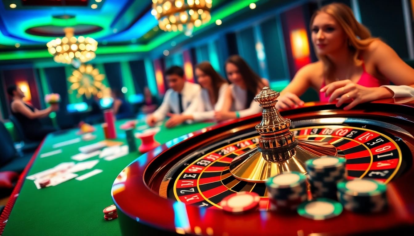 Engage in thrilling gambling action at 789win com with vibrant casino visuals showcasing roulette and poker chips.