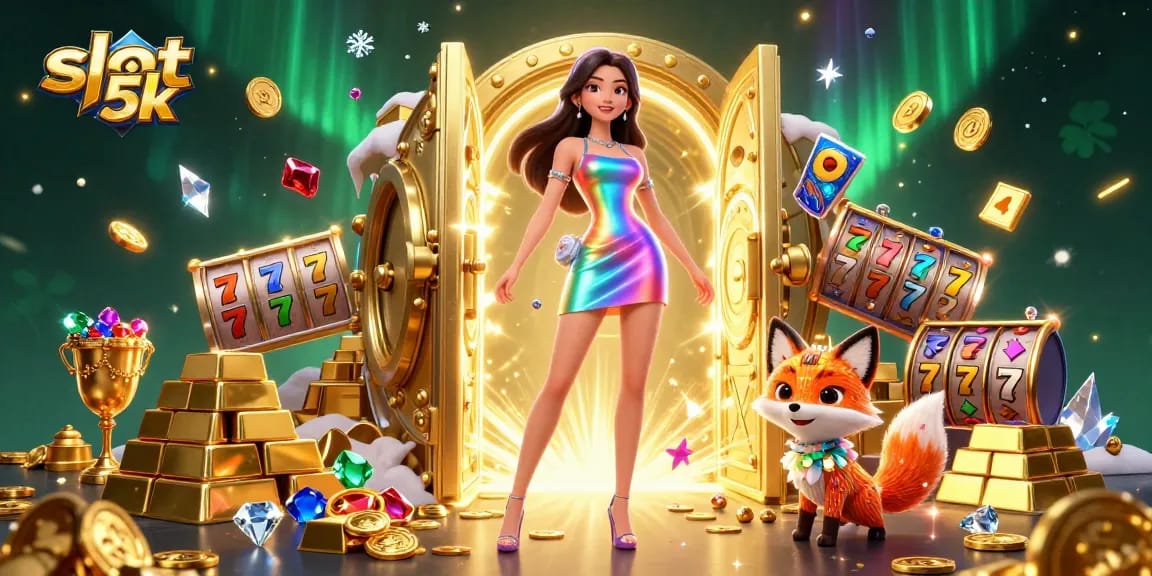 Spin to win big with slot 5k—a vibrant 3D illustration of gaming excitement.