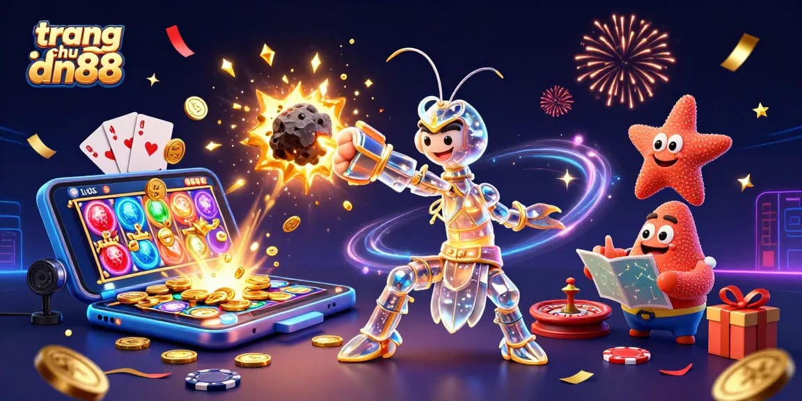 Experience winnings at trang chu dn88 with a galactic samurai shrimp in a fantasy casino scene.
